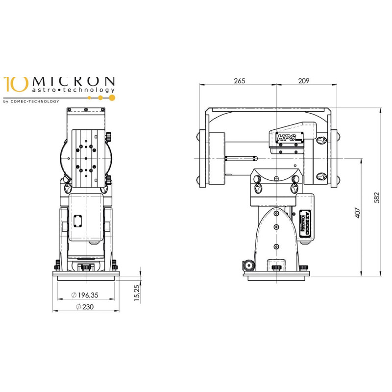 10Micron Montierung AZ 2000 HPS Combi
