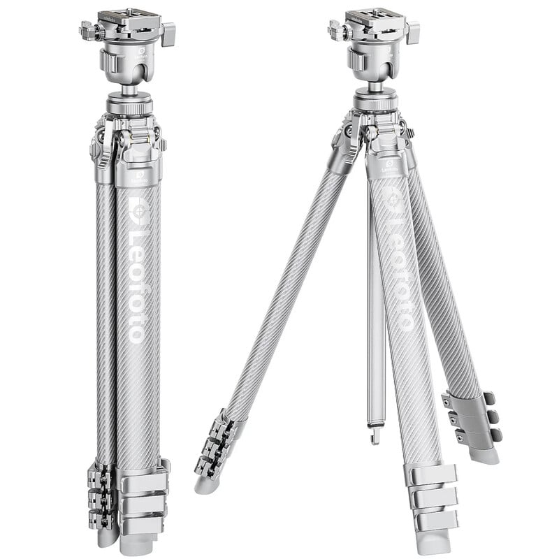 Leofoto Carbon-Dreibeinstativ AZ-204C+LH-30R Azure Full Silver