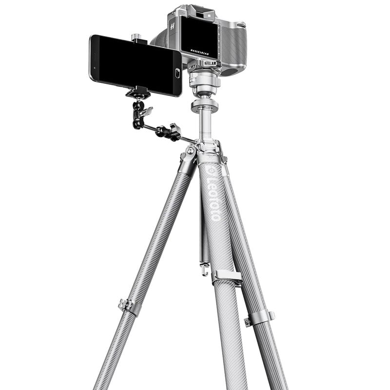 Leofoto Carbon-Dreibeinstativ AZ-204C+LH-30R Azure Full Silver