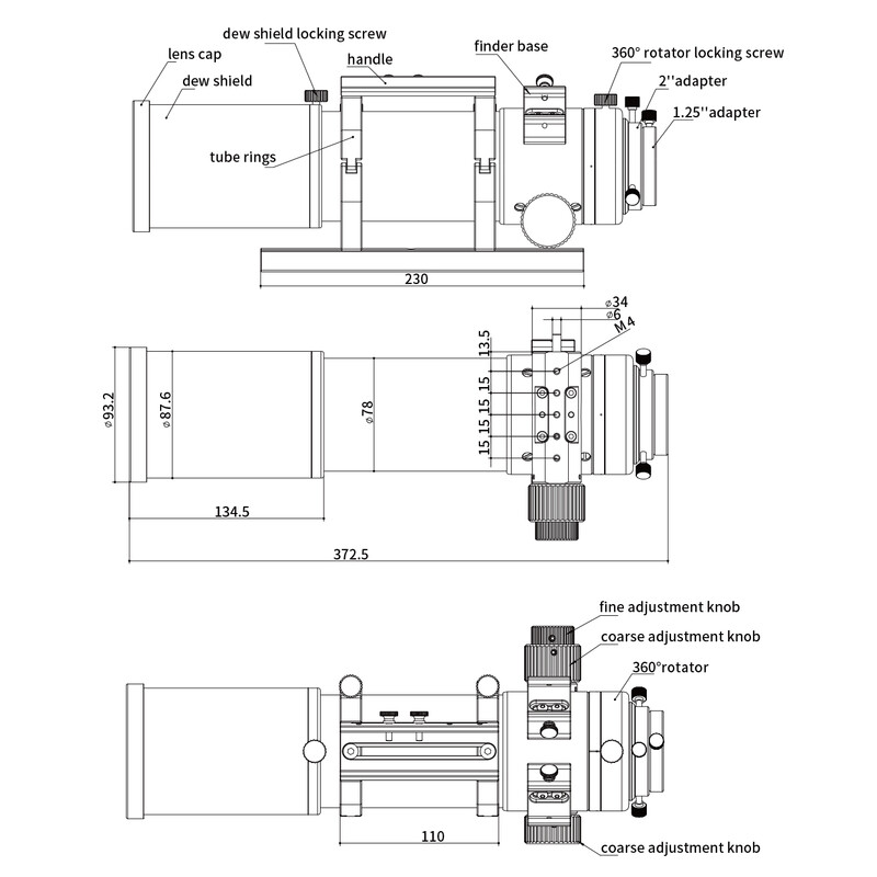 ZWO Apochromatischer Refraktor AP 70/490 FF70 AM3N+PE160+TC40